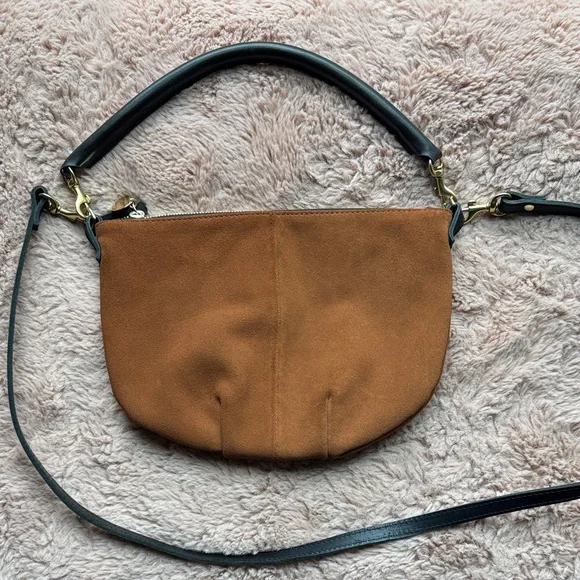 Clare V. Petit Moyen Messenger Bag Chestnut Suede - Picture 5 of 8